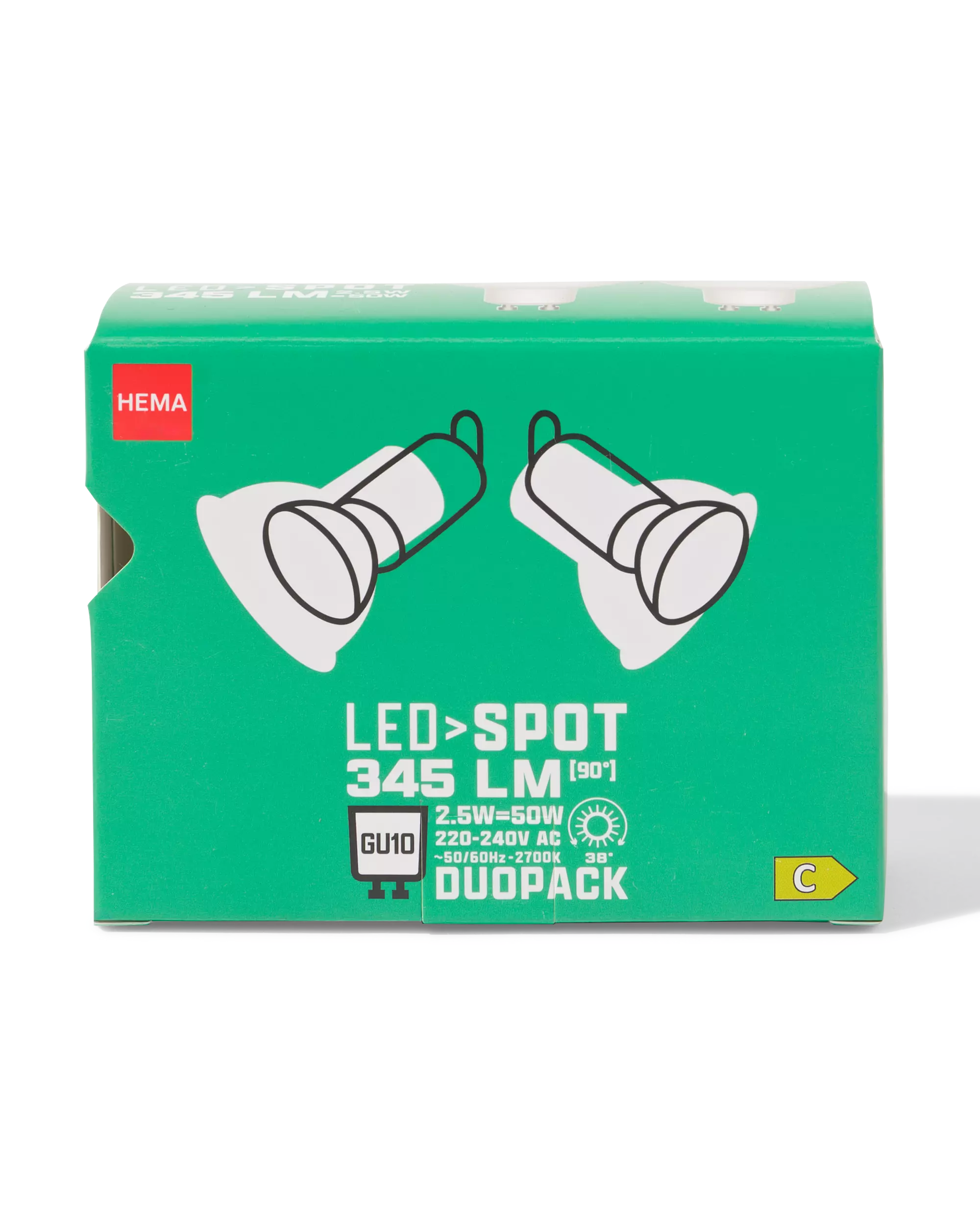 led spot GU10 2,5W 345lm - 2 pièces