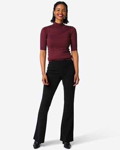 damesbroek flared glitter zwart zwart - 36212580BLACK - HEMA