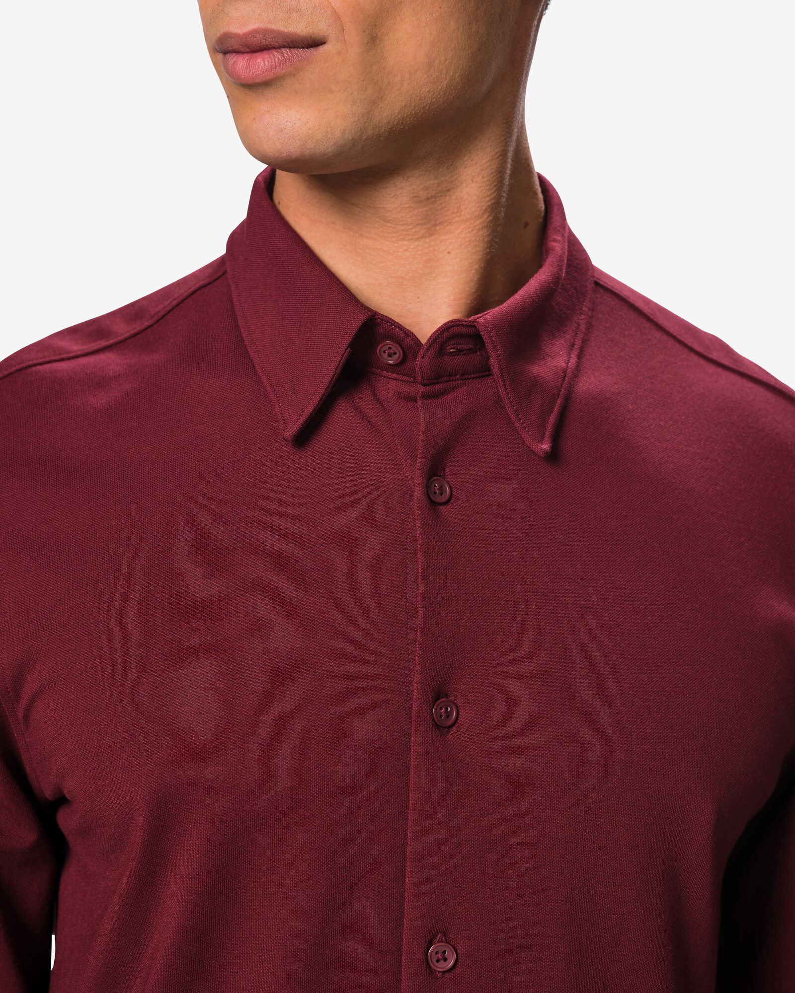 chemise homme Billy piqu&eacute;e rouge fonc&eacute; rouge fonc&eacute; - 2101880DARKRED - HEMA