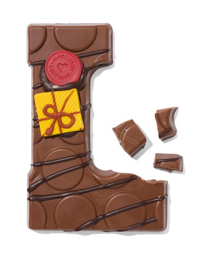 Lettre en chocolat d&eacute;cor&eacute;e &agrave; la main lait L 180g L lait - 24427412 - HEMA