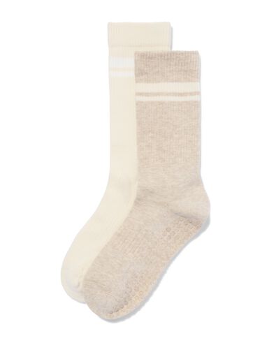 damessokken yoga-pilates antislip - 2 paar beige beige - 4420165BEIGE - HEMA