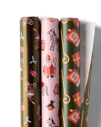 papier cadeau 50x200cm Saint-Nicolas - 3 pi&egrave;ces - 25900092 - HEMA