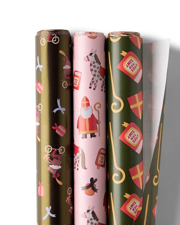 papier cadeau 50x200cm Saint-Nicolas - 3 pi&egrave;ces - 25900092 - HEMA