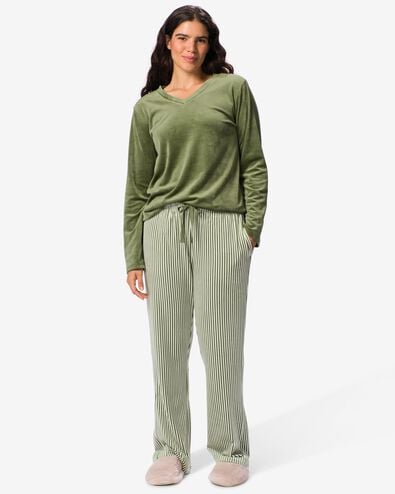 pantalon de pyjama femme velours ray&eacute; vert vert - 23401791GREEN - HEMA