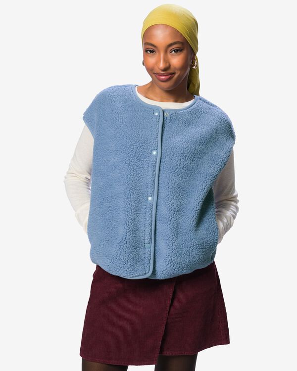 damesgilet Odi teddy blauw blauw - 36216050BLUE - HEMA