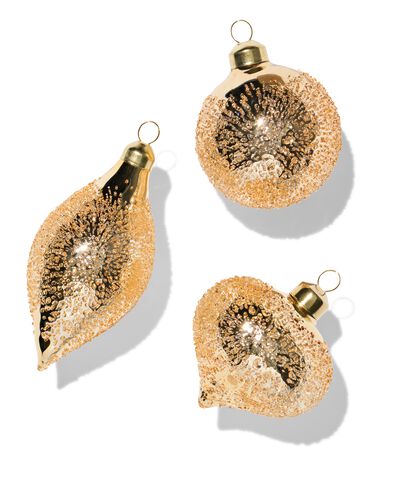 kerstballen glas goud - 3 stuks - 25100266 - HEMA