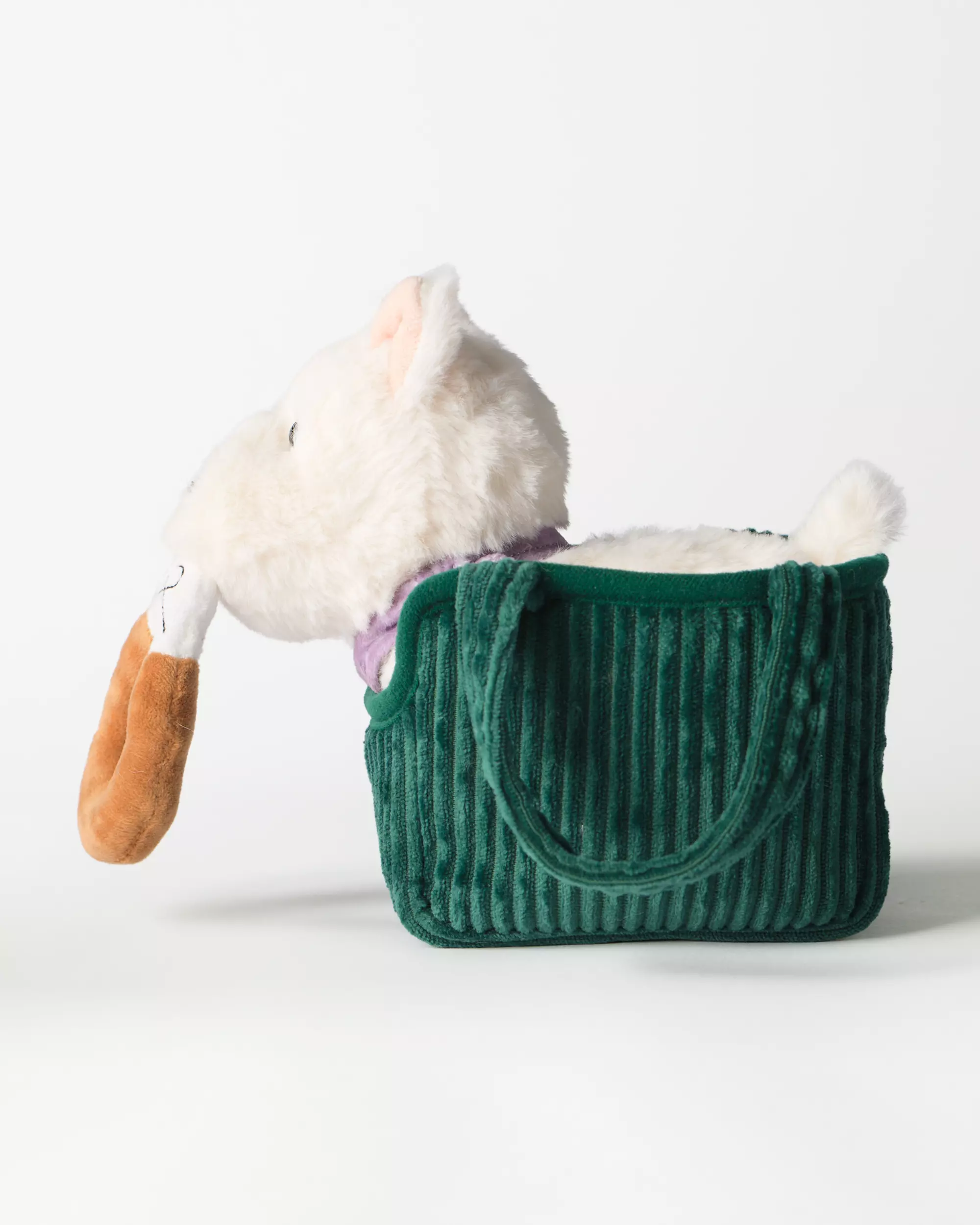 peluche chien dans un sac 21x19x10 cm 