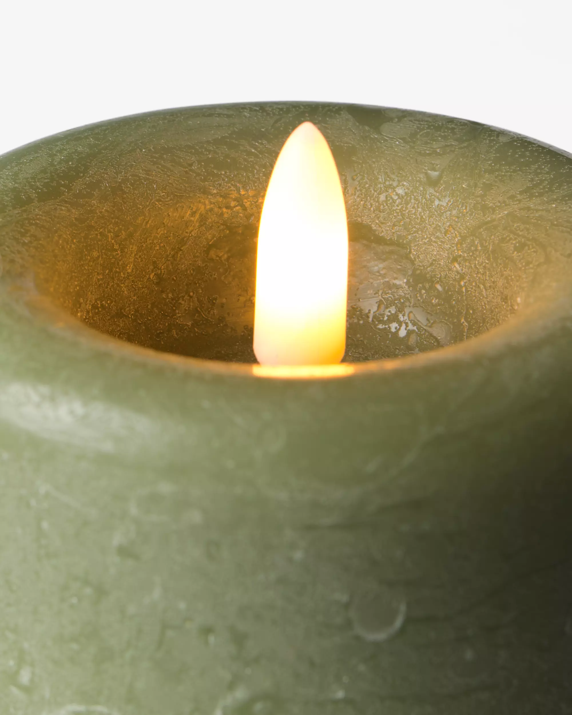bougie cylindrique LED ⌀7,5 x 10 cm rustique verte