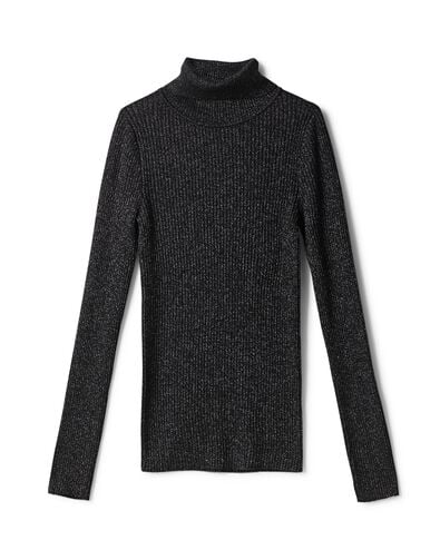 dames coltrui Nova met ribbels en glitters zwart zwart - 36245480BLACK - HEMA