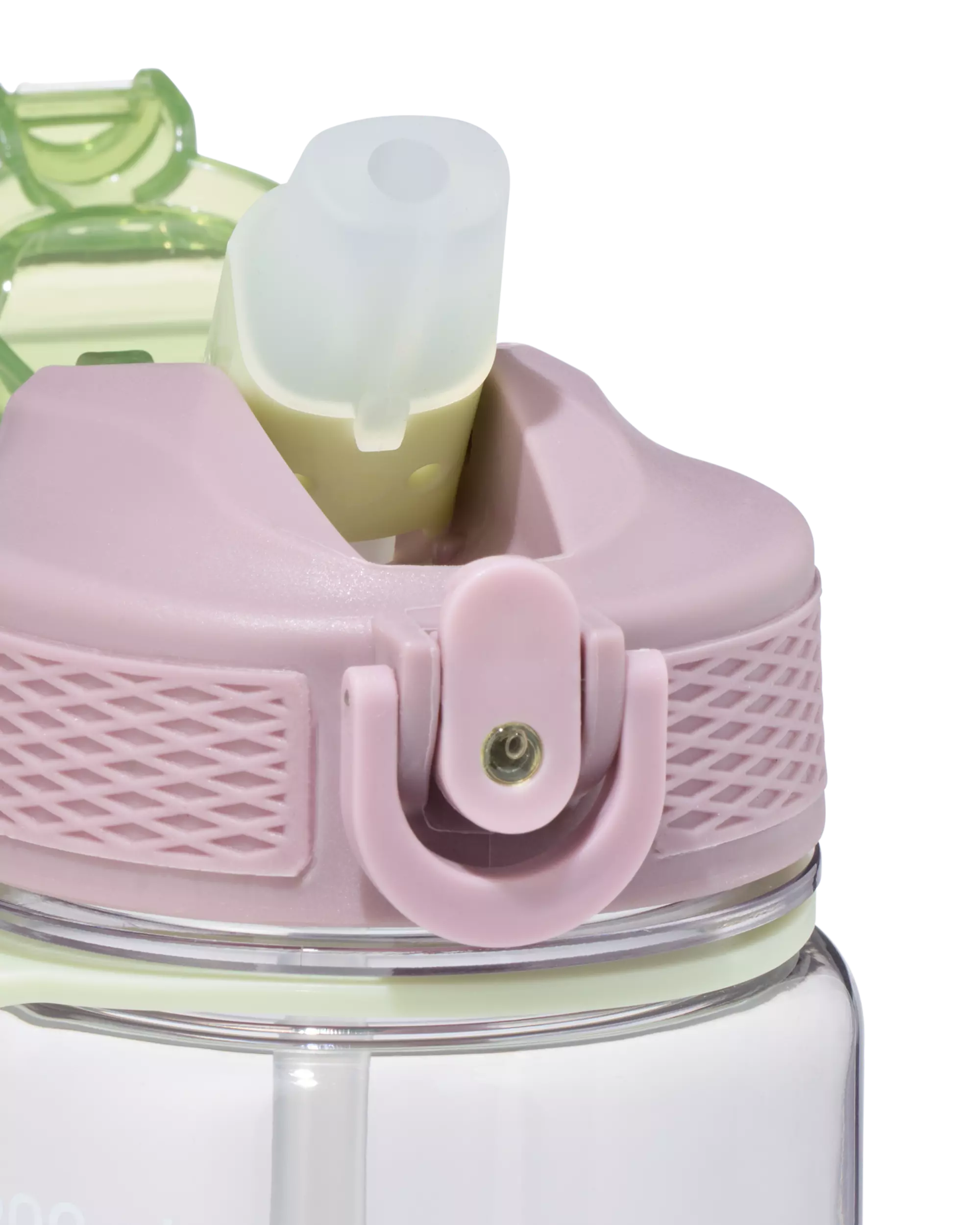 Sportflasche mit Trinkhalm 1 L rosa-grün