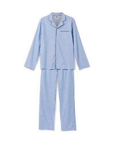 Herren-Pyjama Palle, Popeline, gestreift mittelblau - 23686210MIDBLUE - HEMA