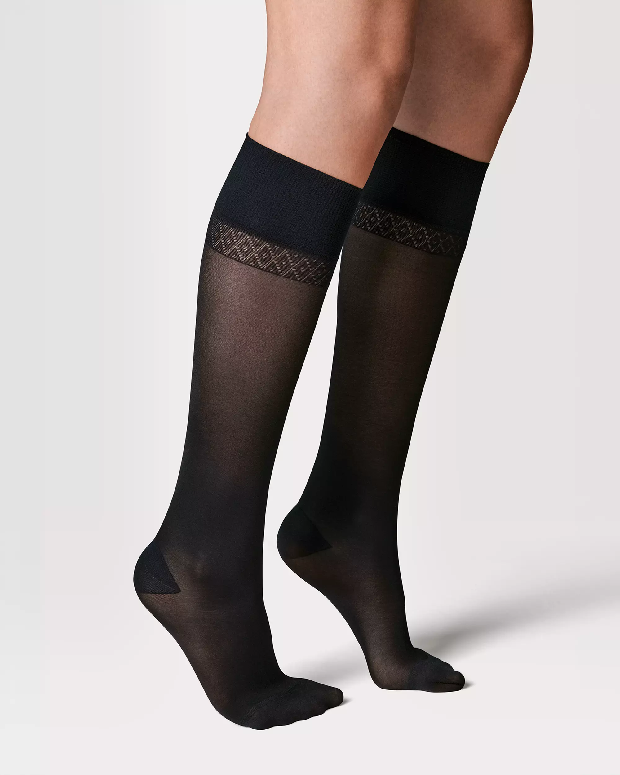 chaussettes hautes à maintien léger 40 deniers brillants - 2 paires