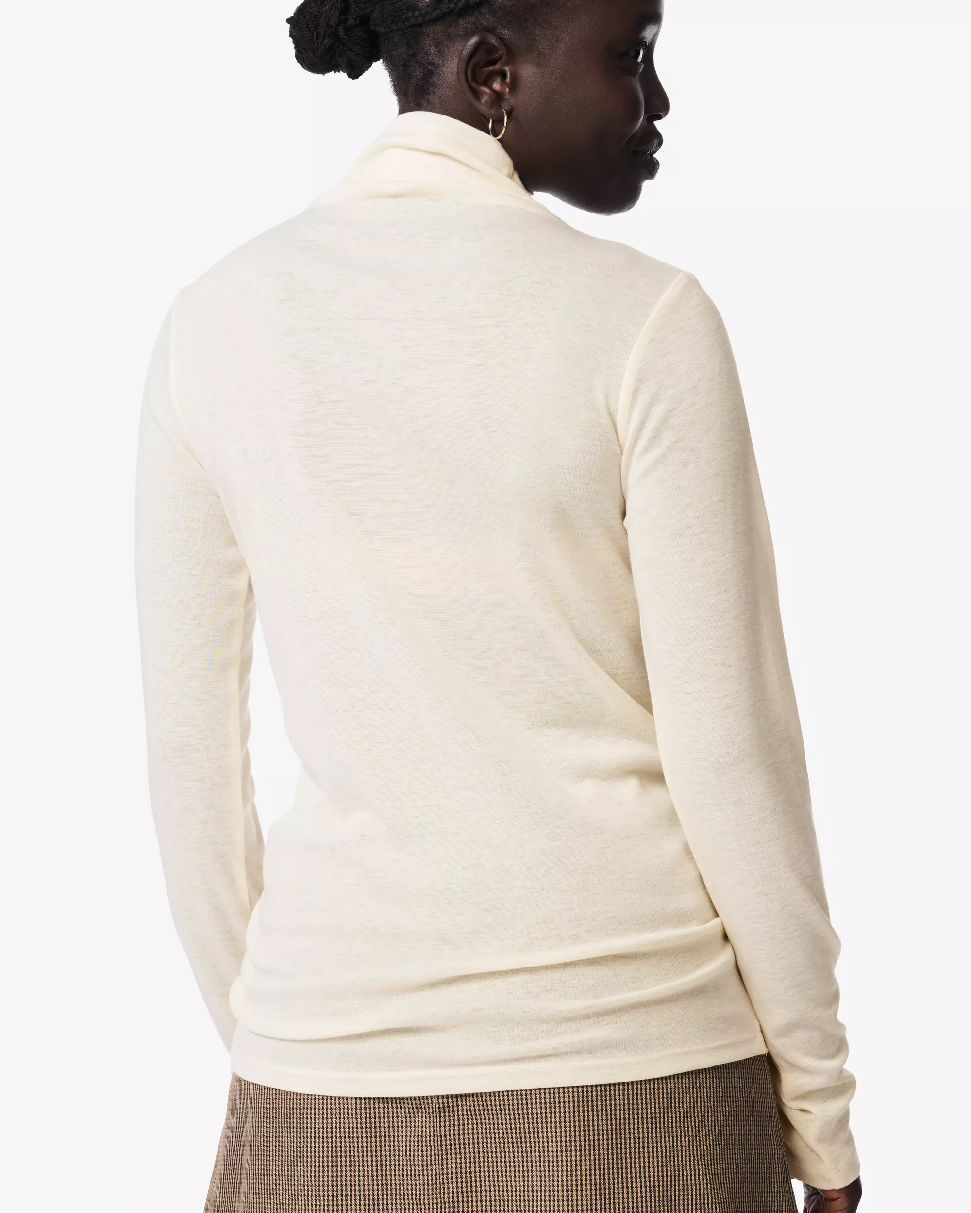 dames T-shirt fijngebreid gerecycled polyester