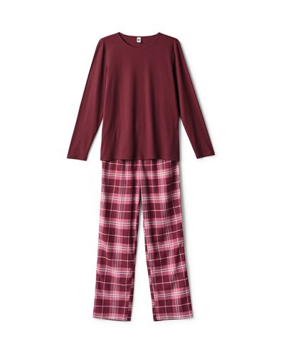 pyjama femme coton c&ocirc;tel&eacute; carreaux rouge fonc&eacute; rouge fonc&eacute; - 23401924DARKRED - HEMA