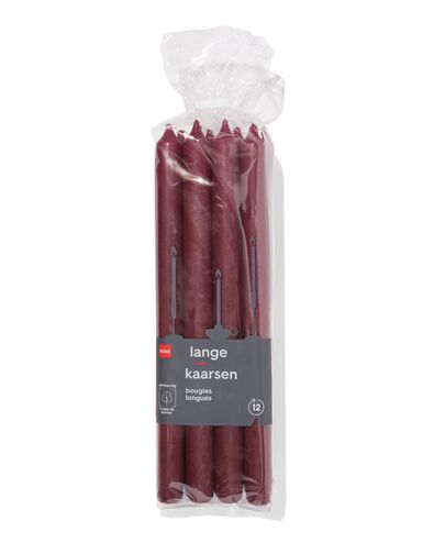 lange huishoudkaars &Oslash;2.2x29cm aubergine - 12 stuks aubergine 2,2 x 29 - 13504056 - HEMA