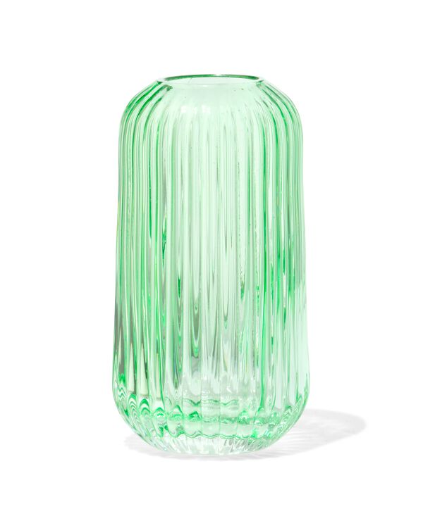 vaas voor geurstokjes ⌀5.5x11cm glas ribbel groen