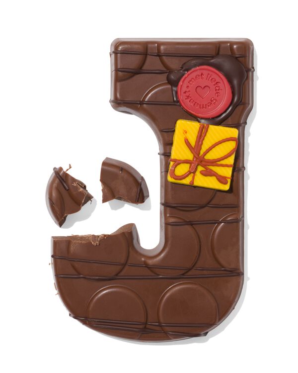 Lettre en chocolat d&eacute;cor&eacute;e &agrave; la main lait J 180g J - 24427410J - HEMA