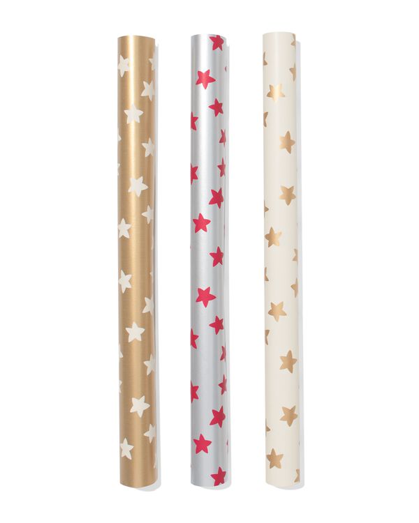 cadeaupapier sterren 50x200cm - 3 stuks - 25700078 - HEMA