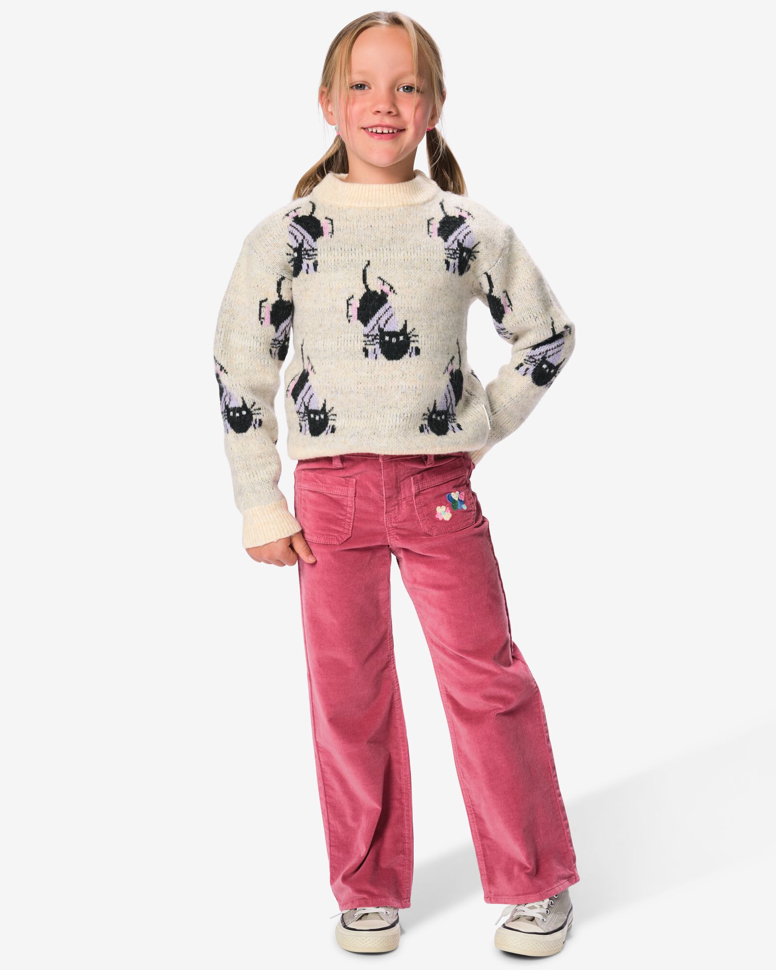 pantalon enfant coupe classique velours  vieux rose vieux rose - 30805528OLDPINK - HEMA