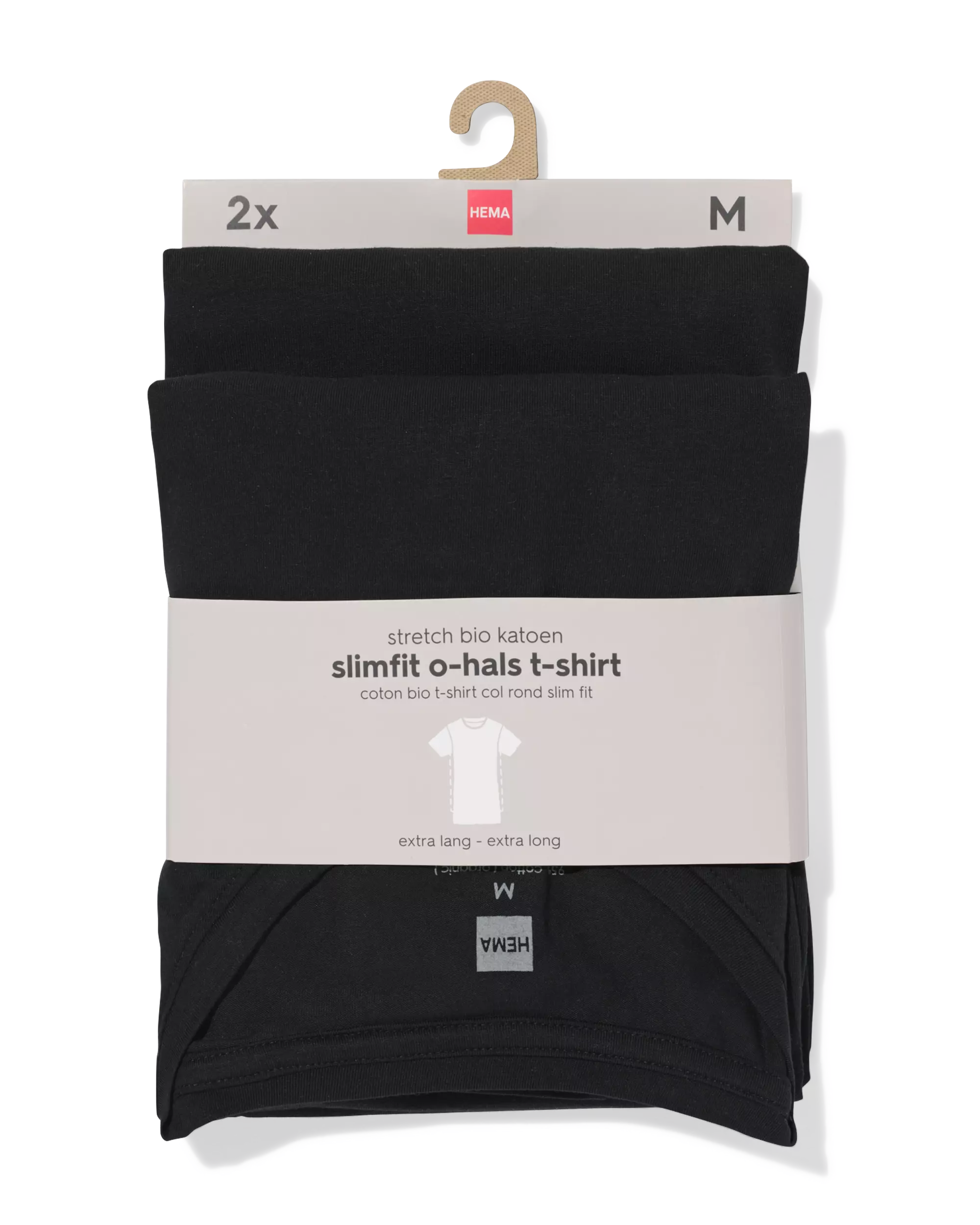 Herren-T-Shirts, Slim Fit, O-Ausschnitt, extra lang – 2 Stück