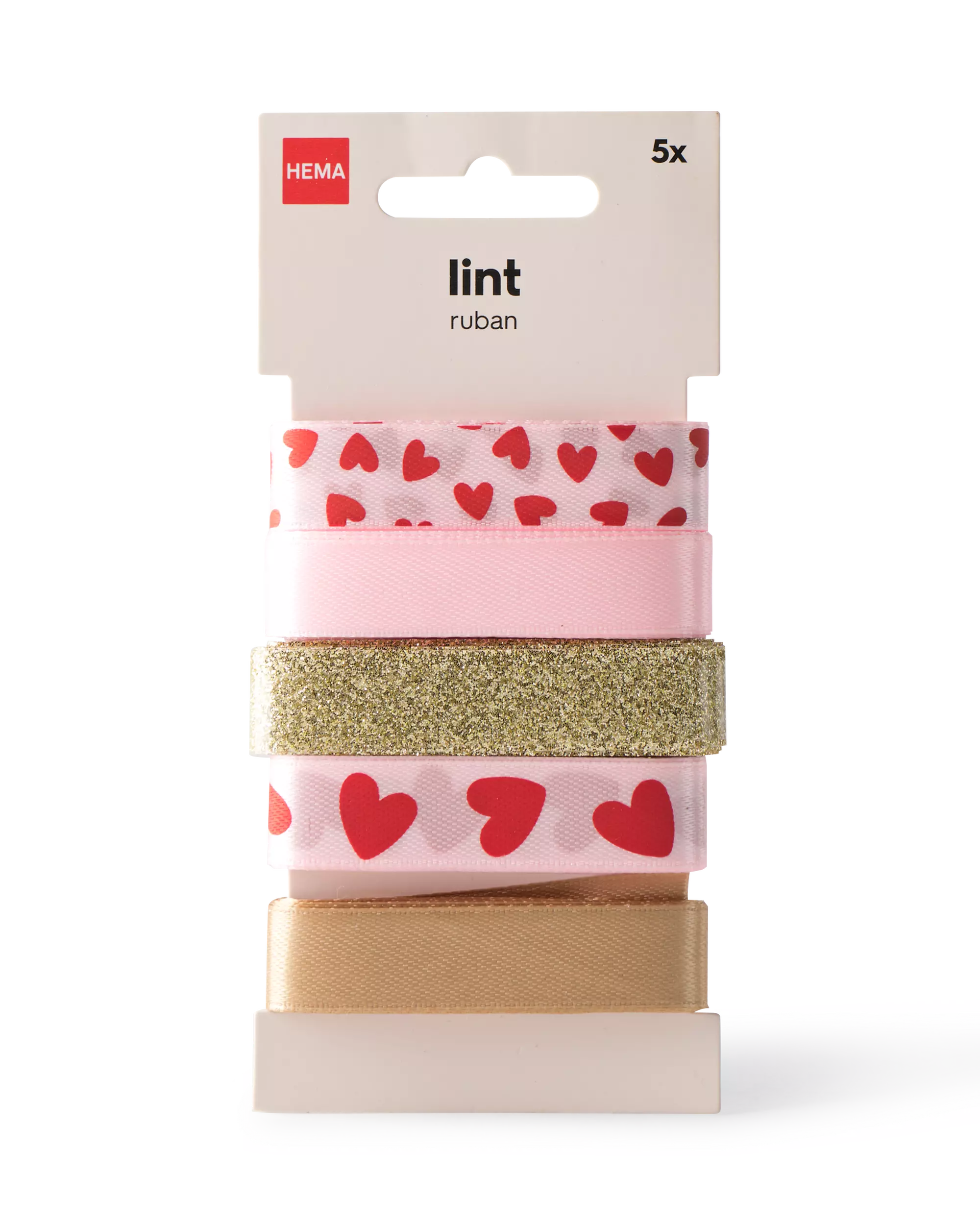 lint 3m satijn hart - 5 stuks
