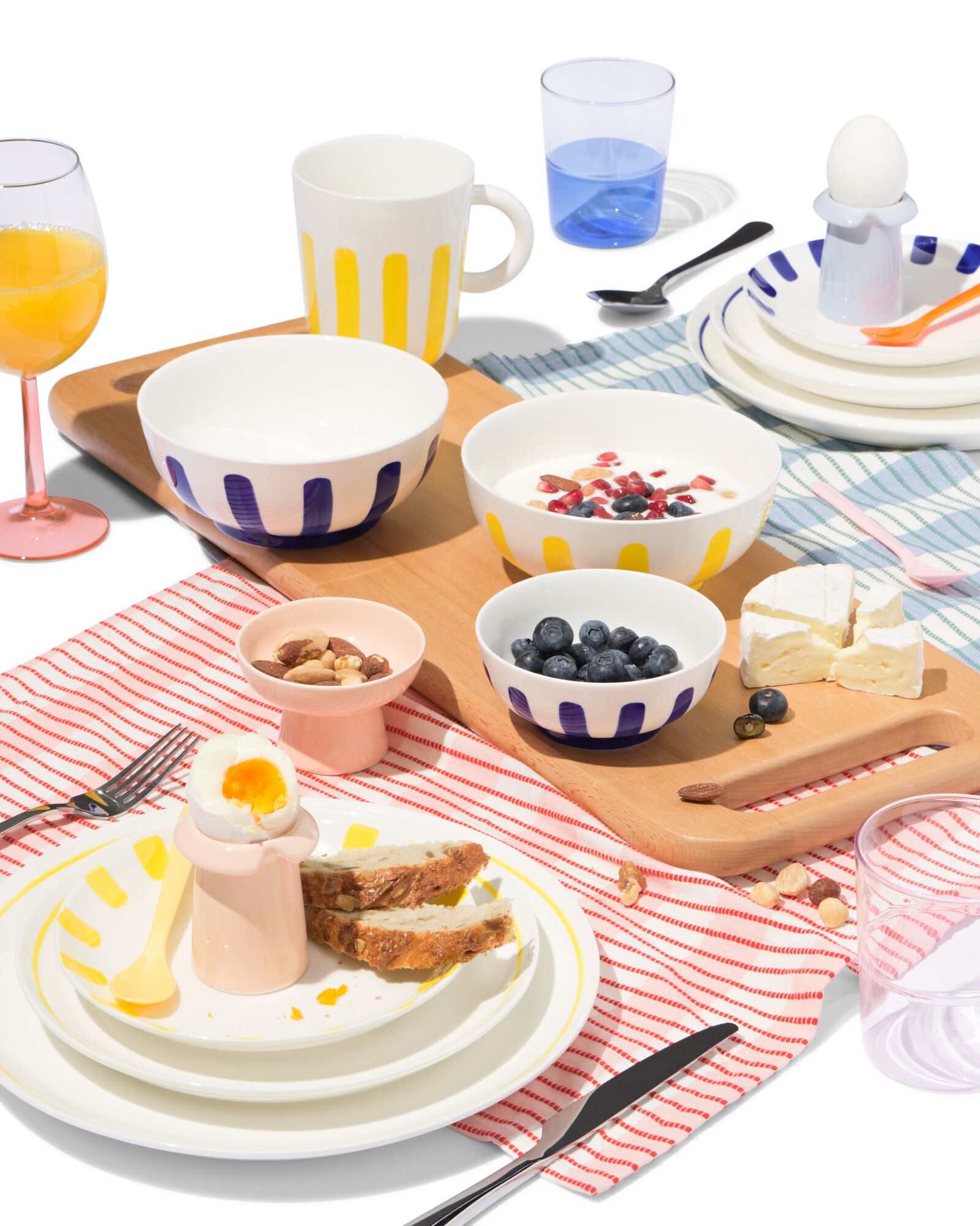 sets de table coton 35x45 bleu avec rayures - 2 pi&egrave;ces - 5330286 - HEMA