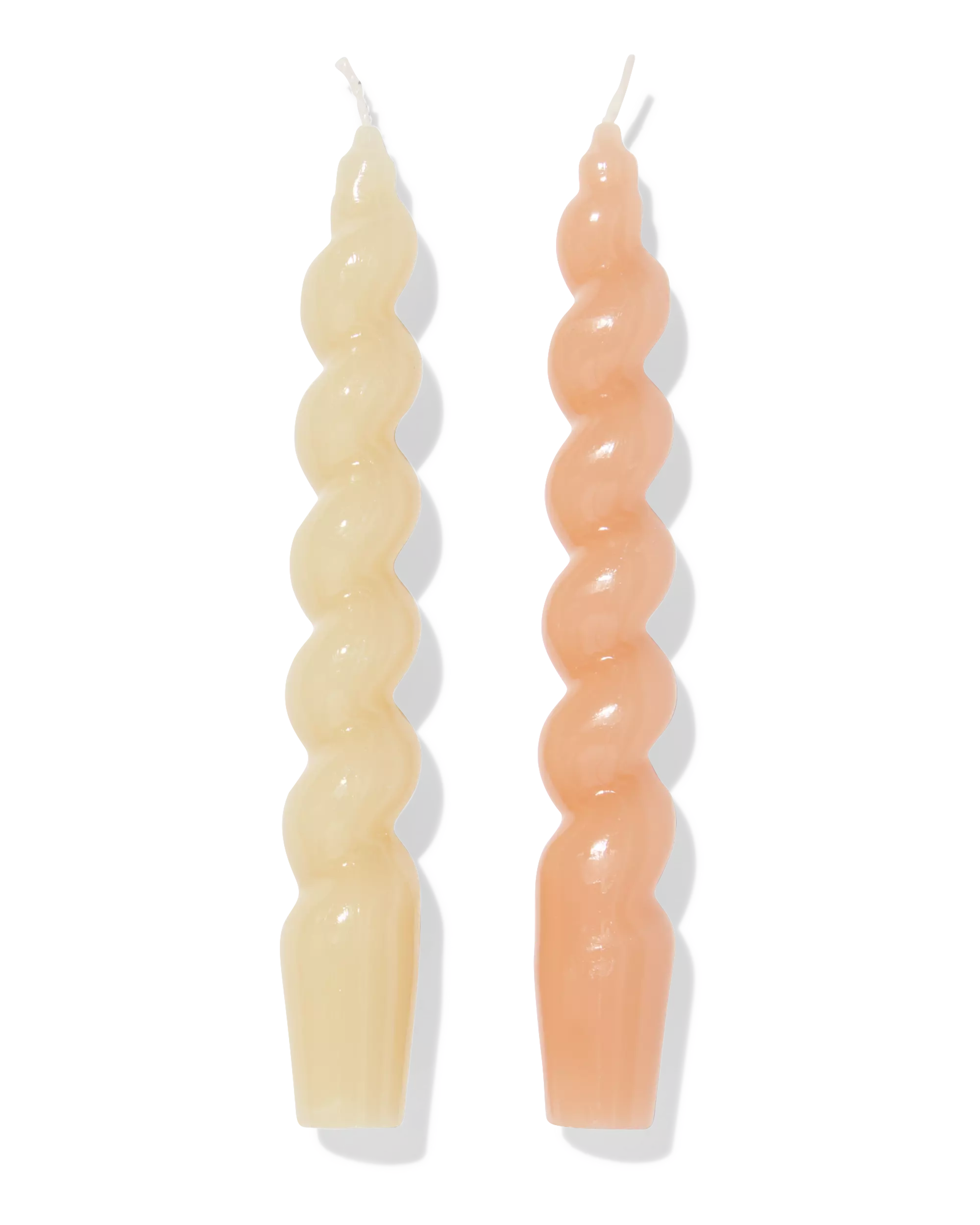 bougies longues ⌀2,2x20cm torsadées naturelles - 2 pièces