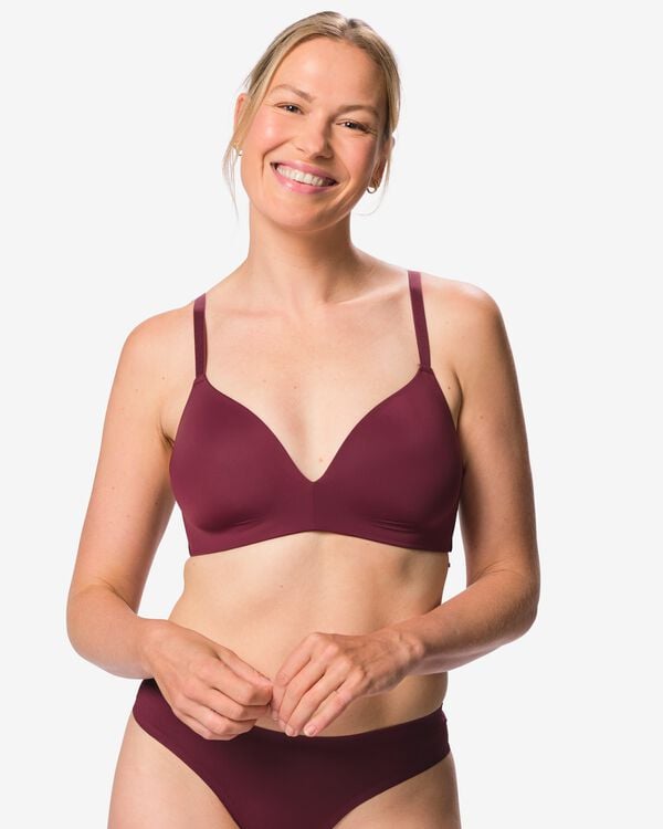 voorgevormde bh zonder beugel micro donkerrood - 21813500DARKRED - HEMA