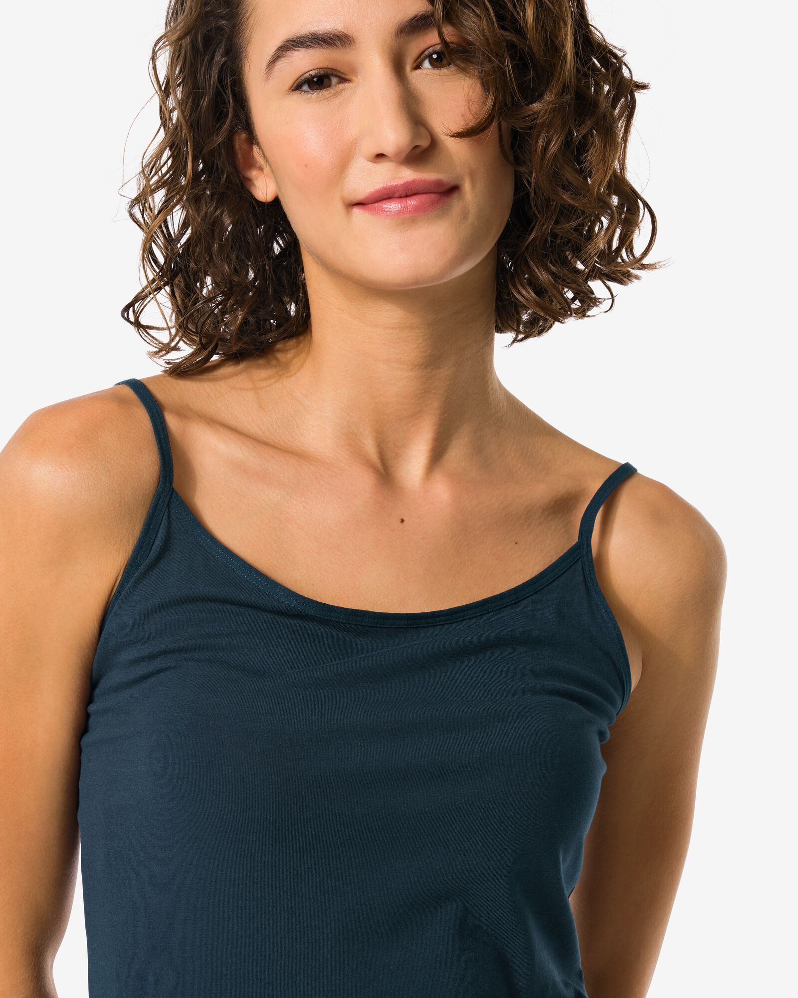 d&eacute;bardeur femme coton &agrave; bretelles spaghetti bleu fonc&eacute; bleu fonc&eacute; - 19640490DARKBLUE - HEMA