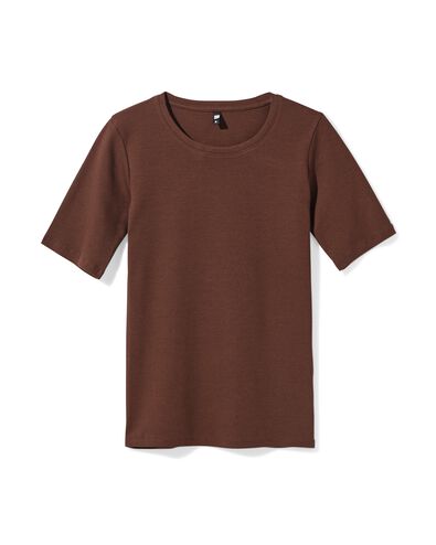 t-shirt femme Clara c&ocirc;tel&eacute; marron - 36305790BROWN - HEMA