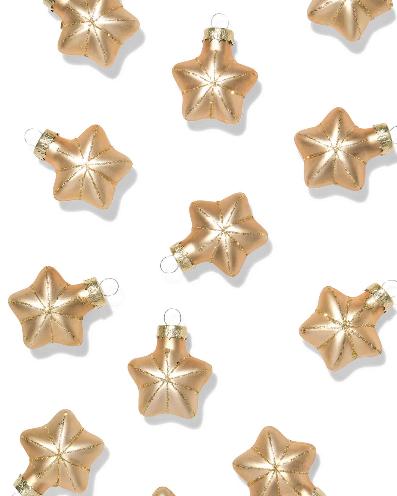 boules de Noël étoiles verre dorées - 12 pièces
