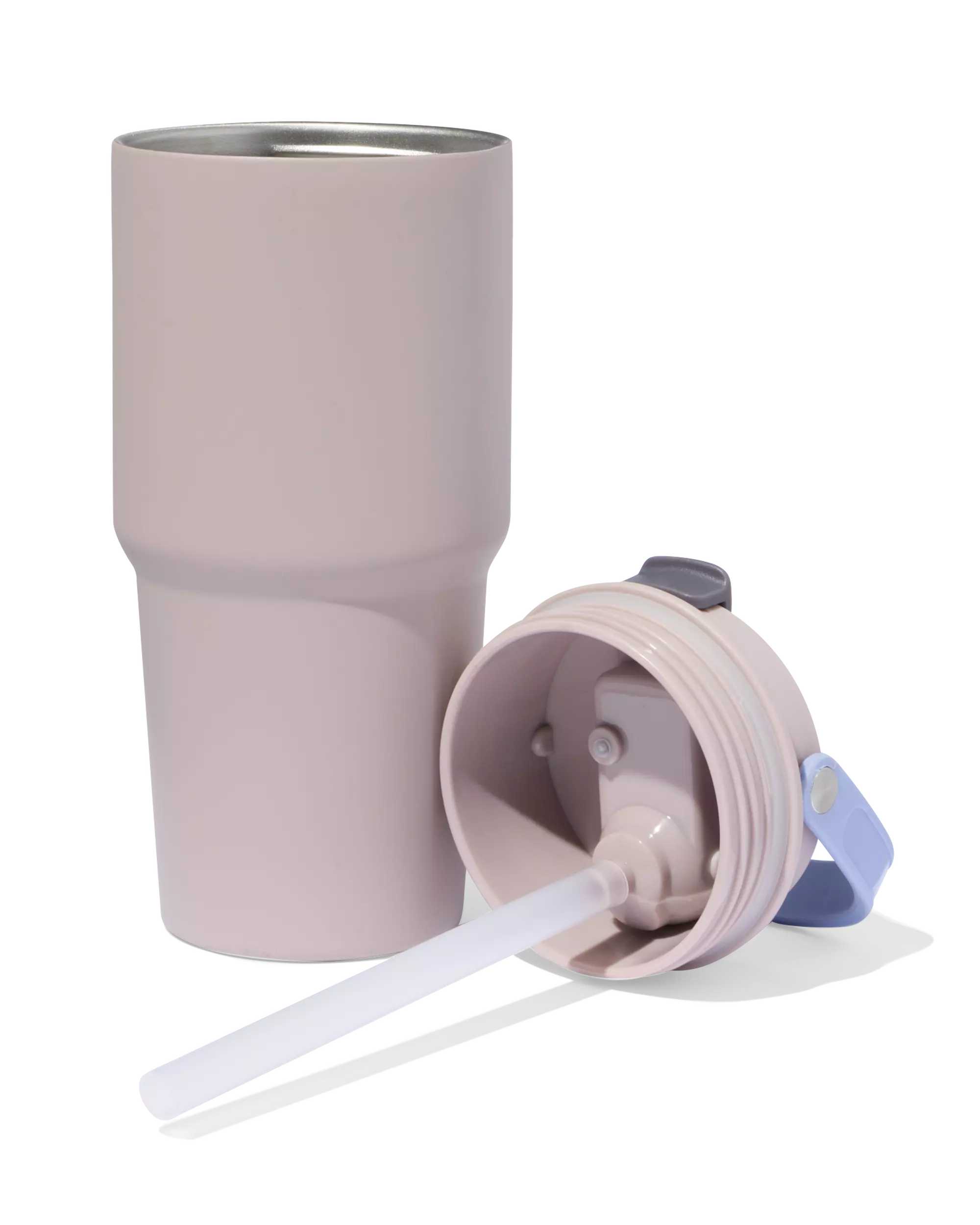 gobelet avec paille 600 ml inox gris
