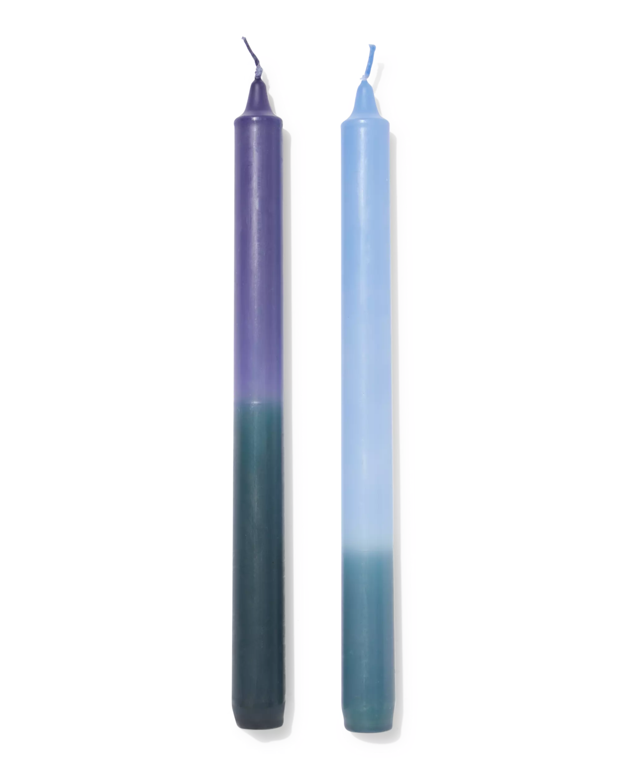 bougies longues ⌀2,2x25cm dégradé de couleurs bleu - 2 pièces