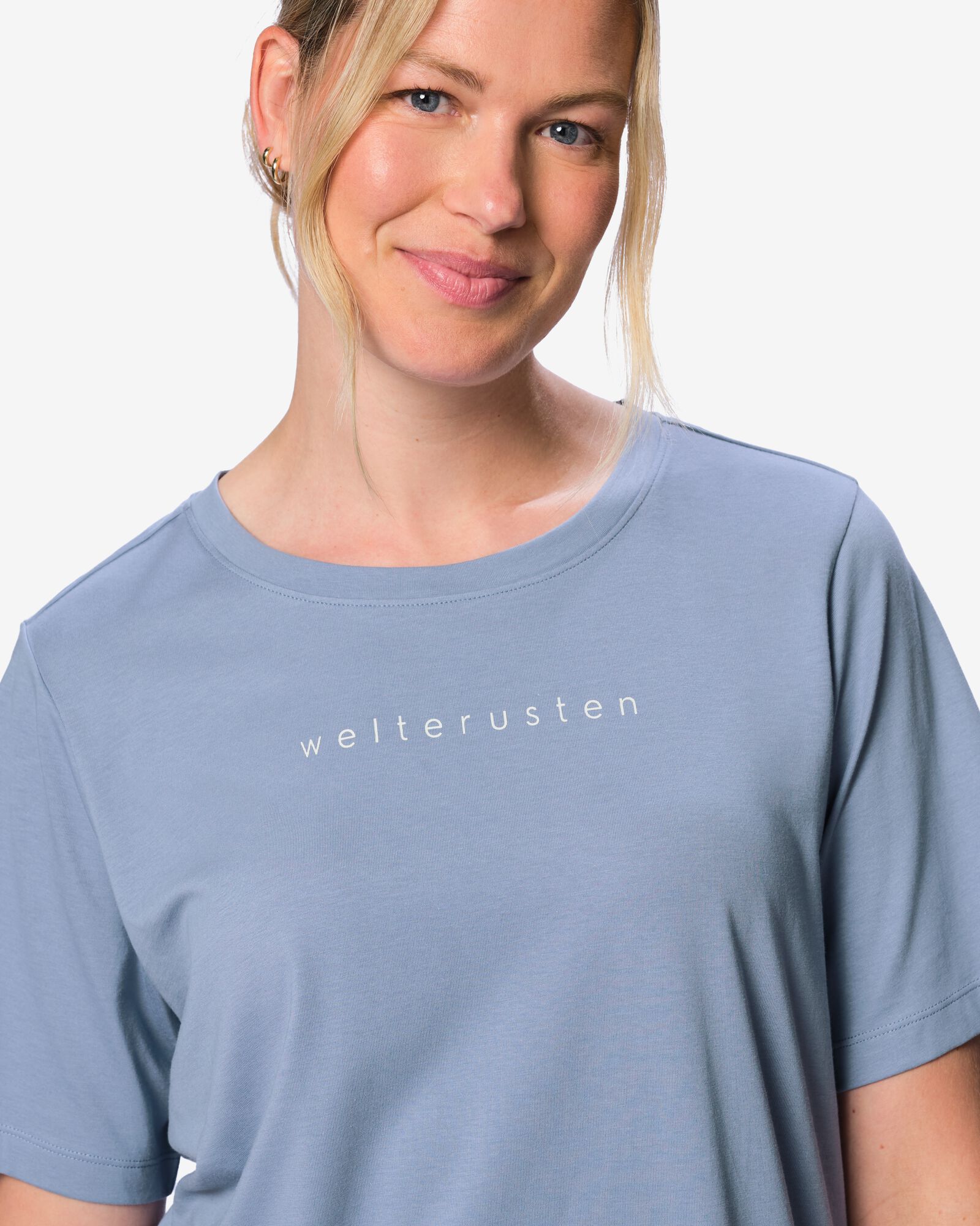 damesnachthemd katoen weltrusten blauw blauw - 23401822BLUE - HEMA