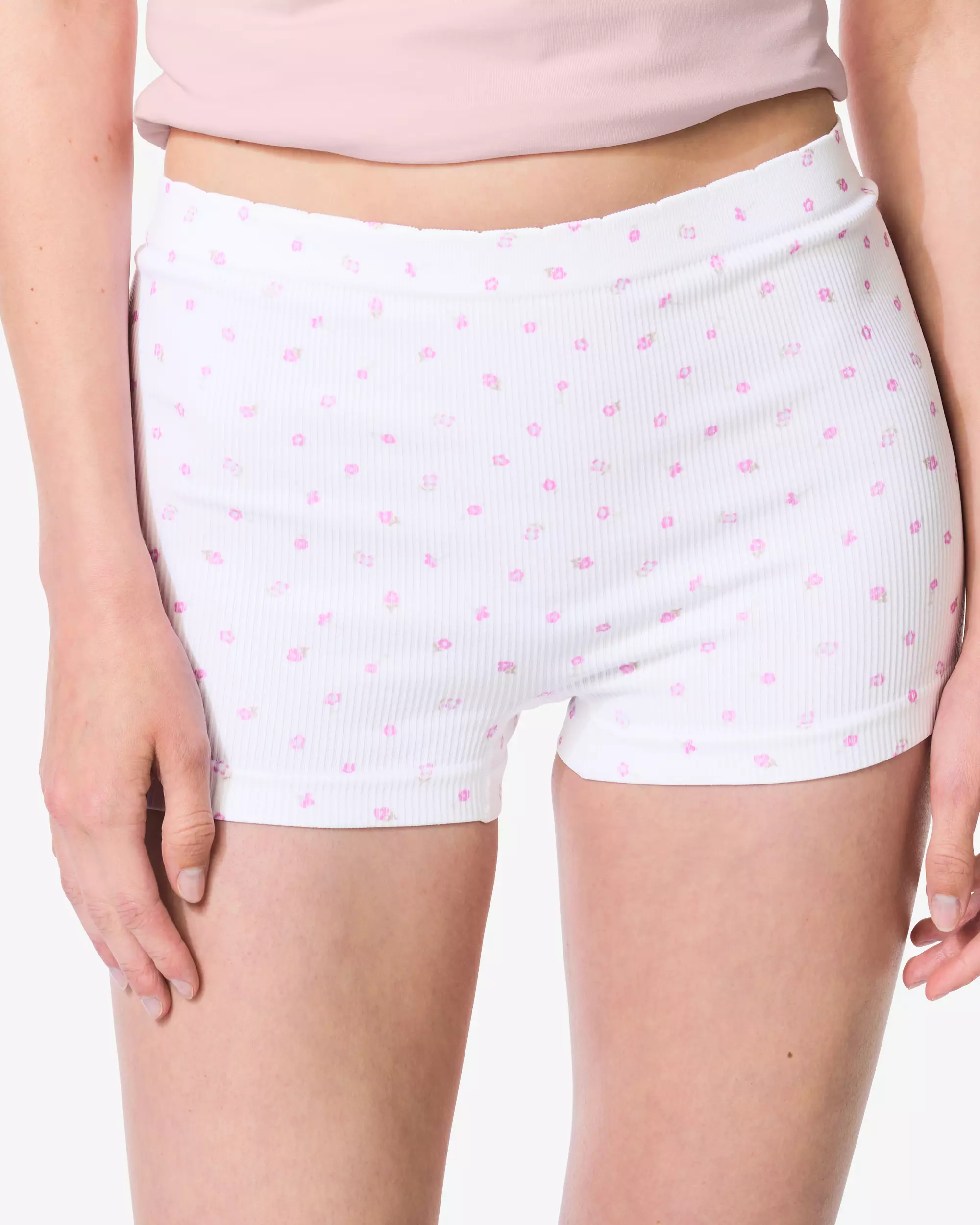 shorty femme sans coutures côtelé fleurs