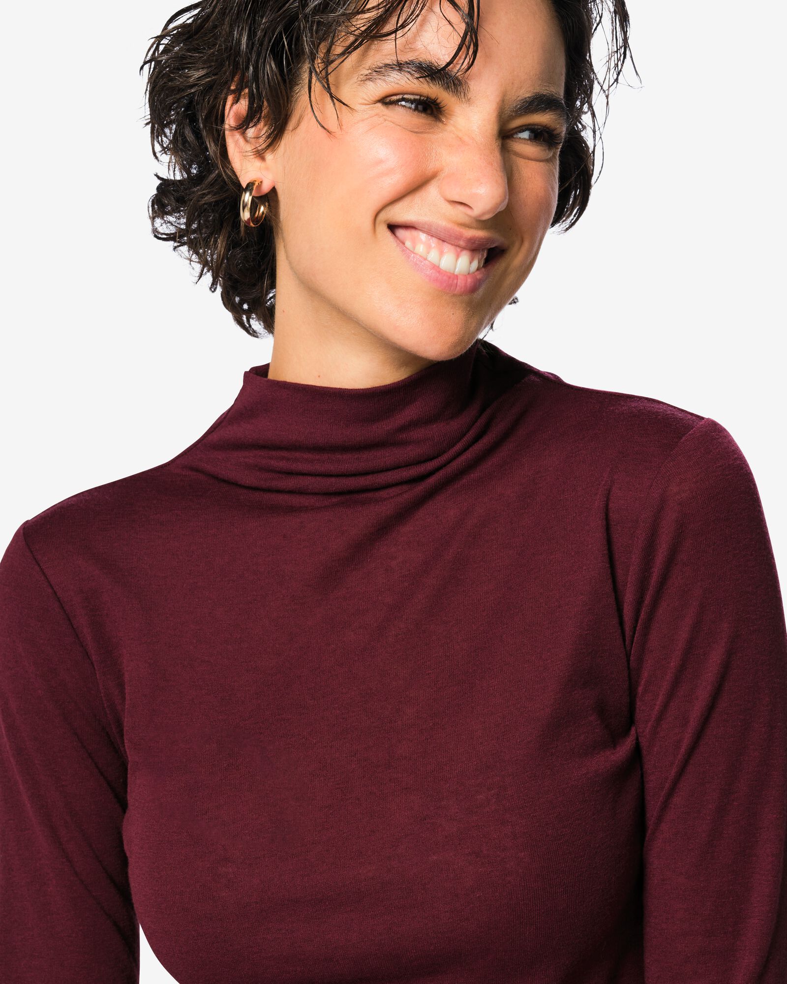 t-shirt femme Lora maille fine bordeaux bordeaux - 36214350BURGUNDYRED - HEMA