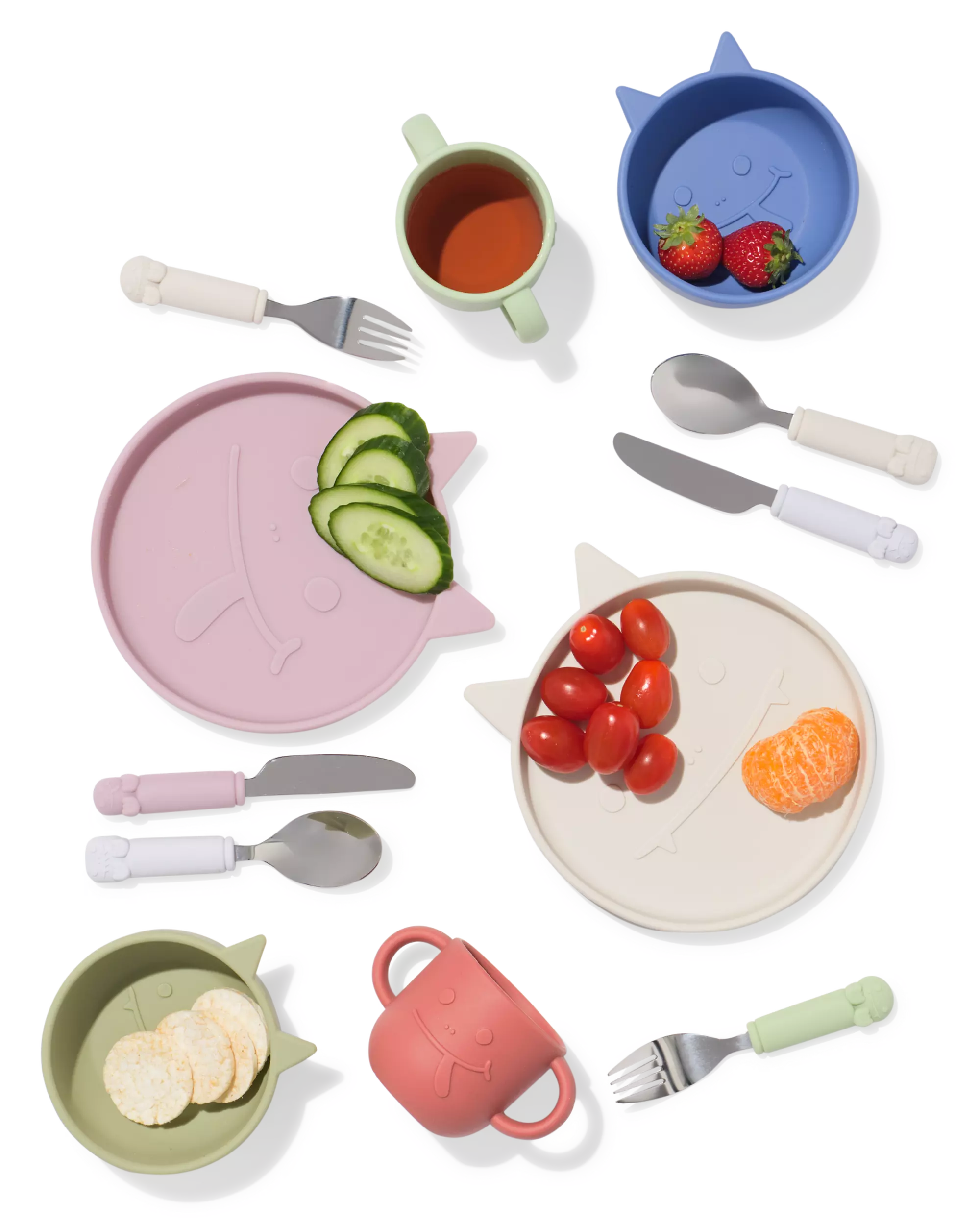 Kinderbesteck Silikonmonster rosa 3-teilig