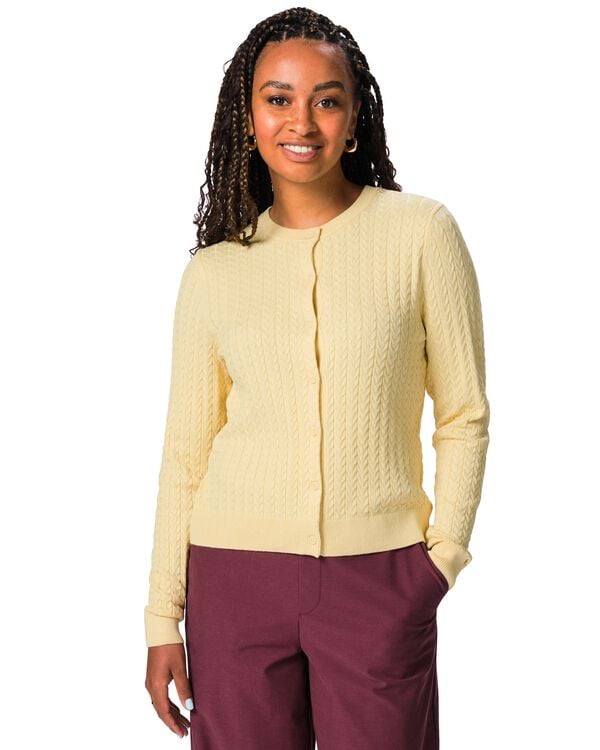 damesvest kabel geel geel - 36214020YELLOW - HEMA