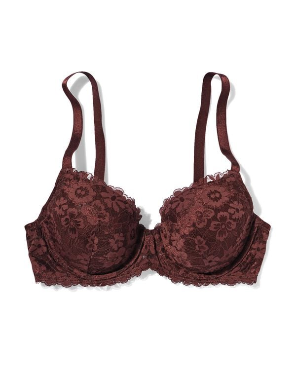 soutien-gorge dentelle pr&eacute;form&eacute; avec armatures marron fonc&eacute; - 21803870DARKBROWN - HEMA