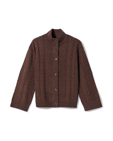 damesvest kabel grofgebreid bruin bruin - 36214570BROWN - HEMA