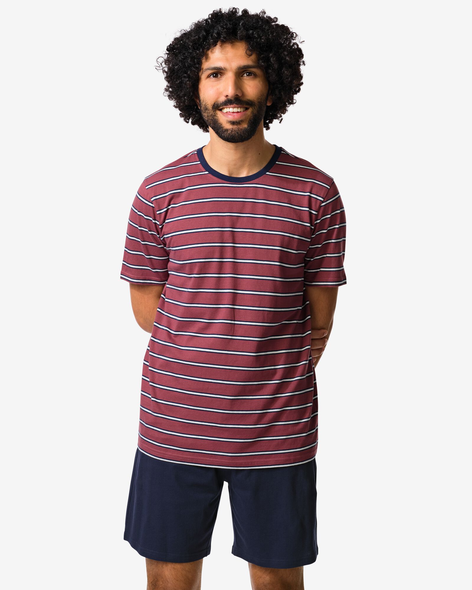pyjashort homme Jaap jersey retro bleu fonc&eacute; - 23686510DARKBLUE - HEMA