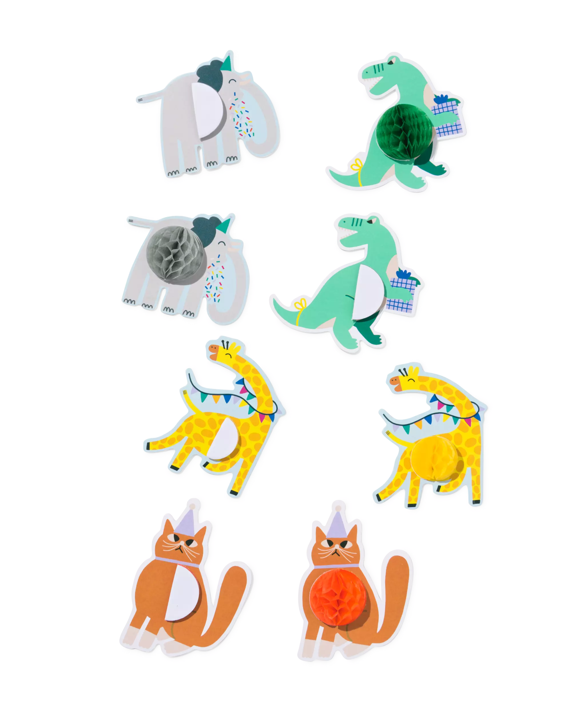 honeycomb stickers feestbeesten - 8 stuks