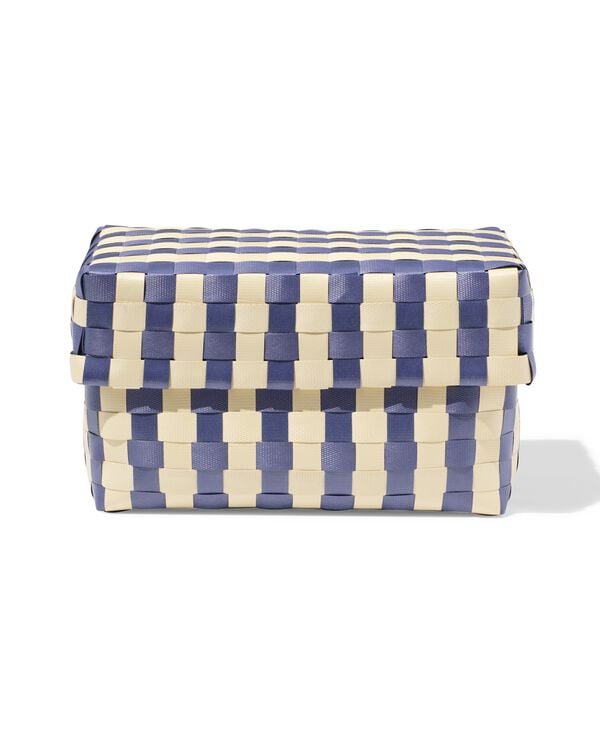 panier 20x15 cm avec couvercle damier bleu - 39800051 - HEMA