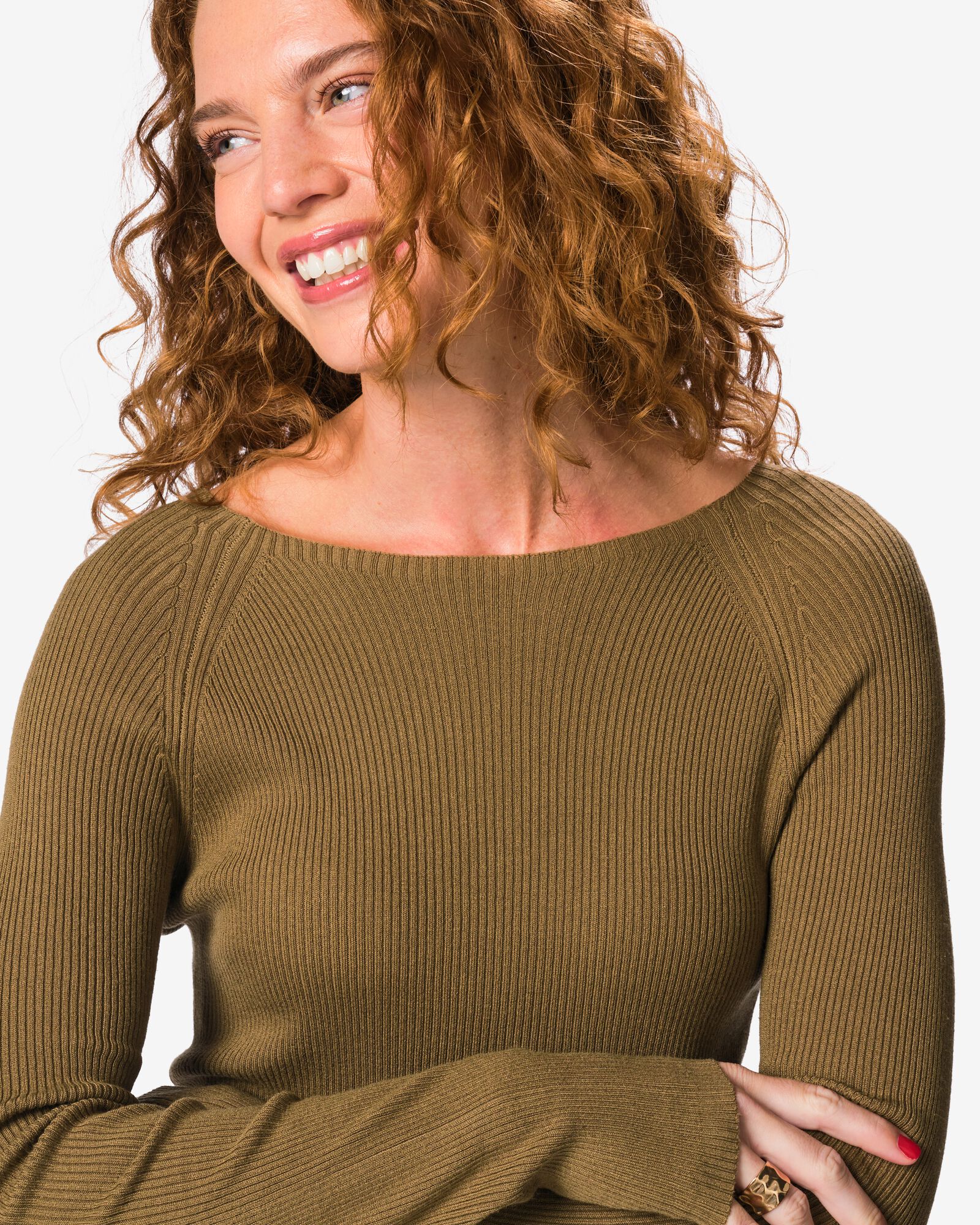damestrui Louisa rib middenbruin middenbruin - 36214880MIDBROWN - HEMA