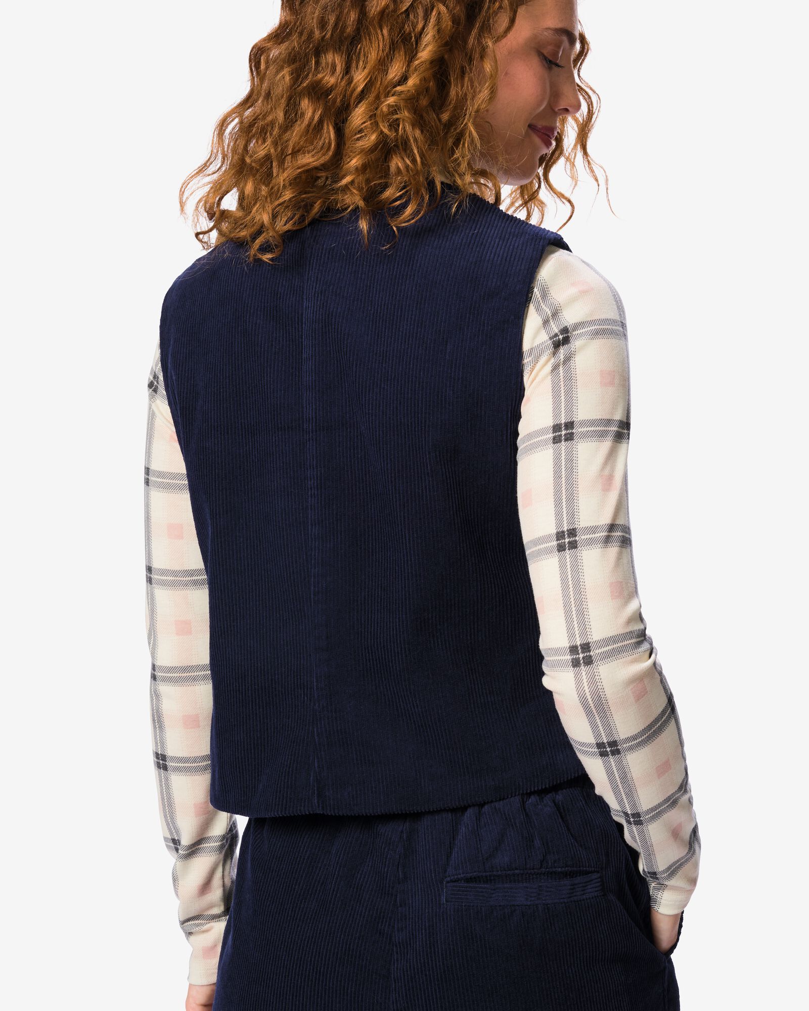 damesgilet rib donkerblauw donkerblauw - 36215230DARKBLUE - HEMA