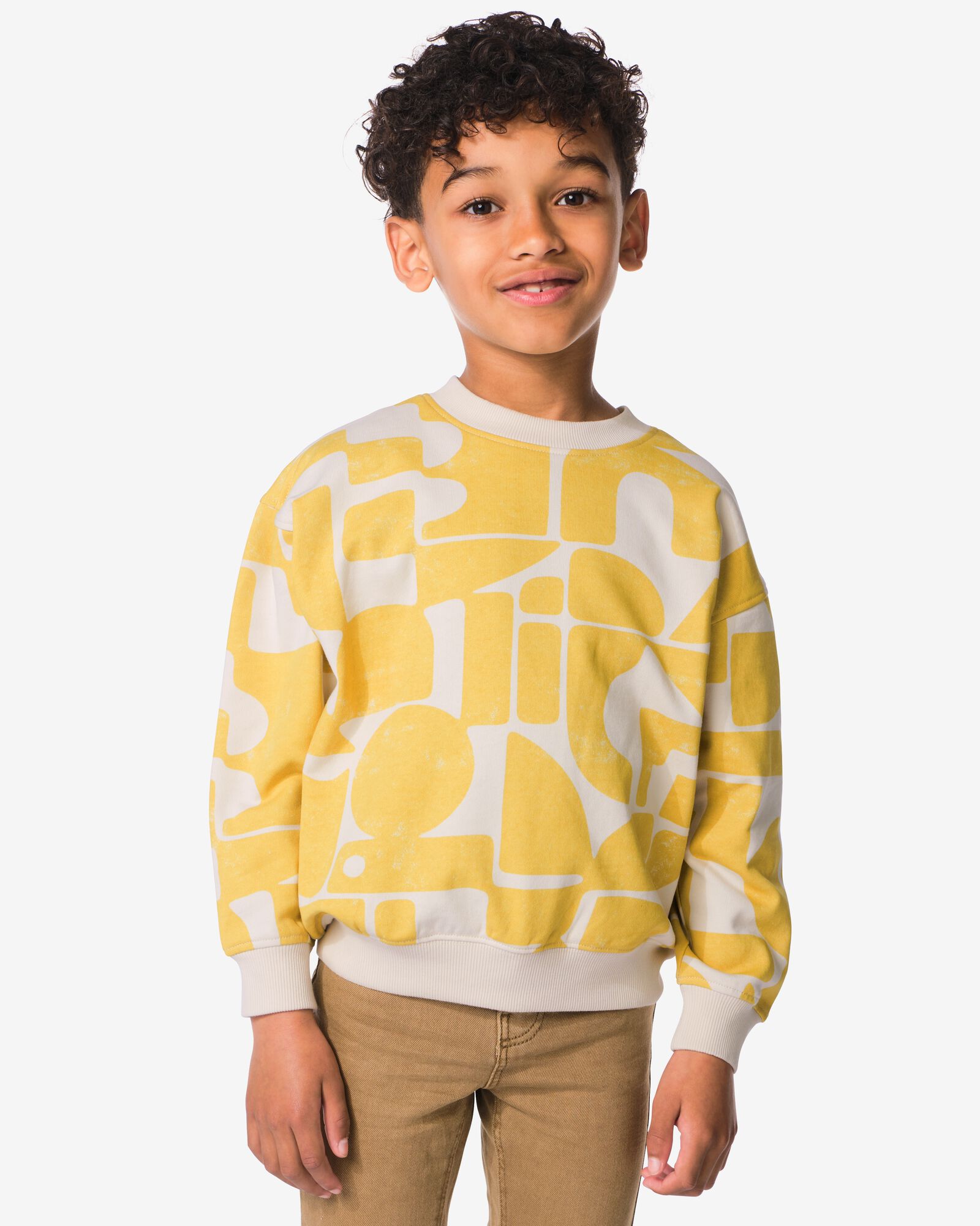 pull enfant tissu sweat abstrait moutarde moutarde - 30730501MUSTARDYELLOW - HEMA