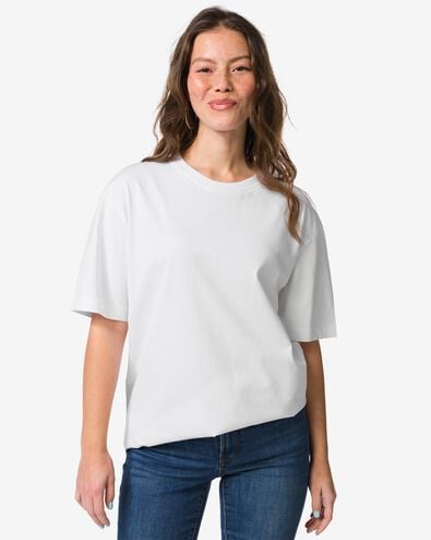 t-shirt femme Do relaxed fit blanc blanc - 36304320WHITE - HEMA