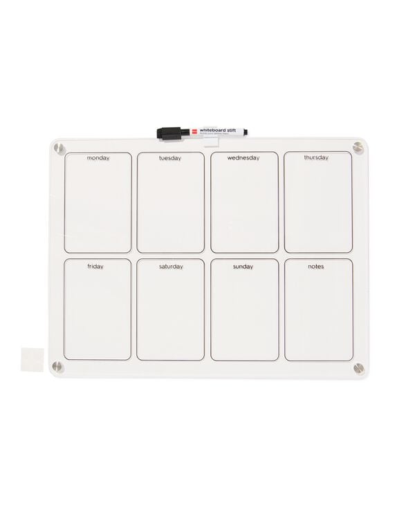Whiteboard mit Marker und Magneten 40 &times; 30 cm Woche - 14803954 - HEMA
