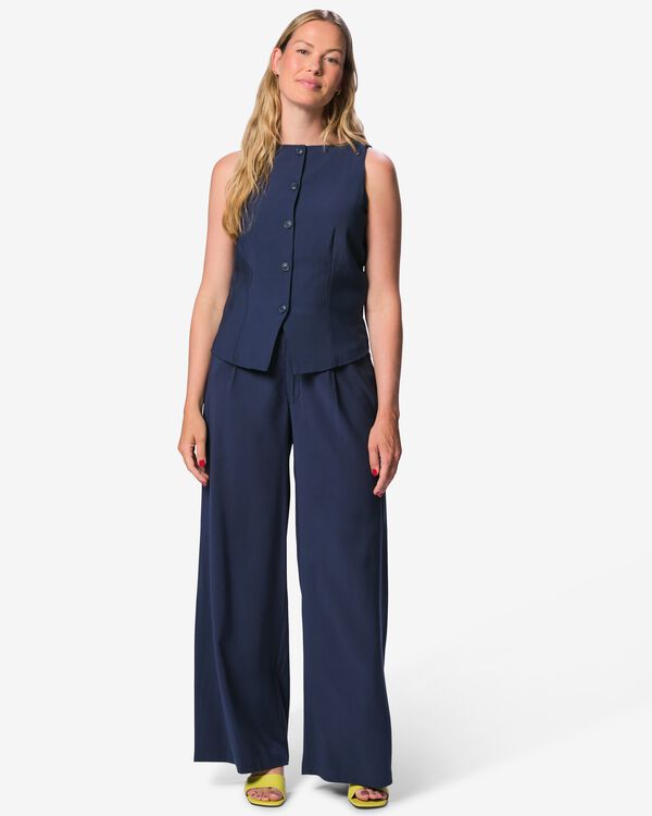 pantalon femme coupe large bleu fonc&eacute; bleu fonc&eacute; - 36212550DARKBLUE - HEMA