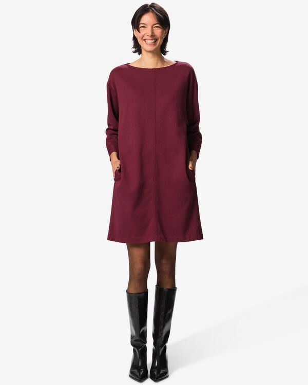 robe femme regular fit jersey bordeaux bordeaux - 36214820BURGUNDYRED - HEMA